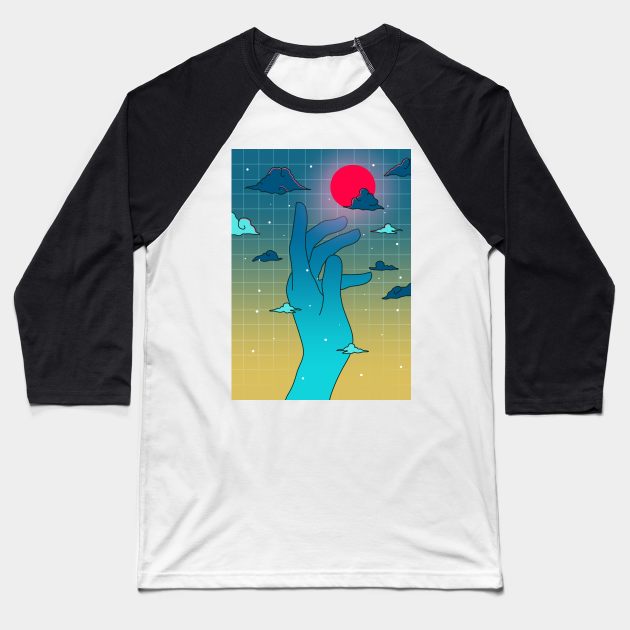 hand synthwave vaporwave Baseball T-Shirt by ezx